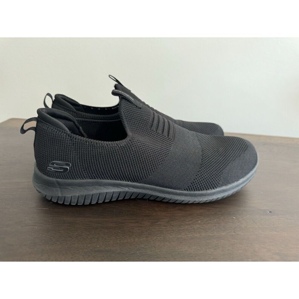 Skechers Ultra Flex Slip‎ On Women 11 Black Slip Resistant Work Sneakers